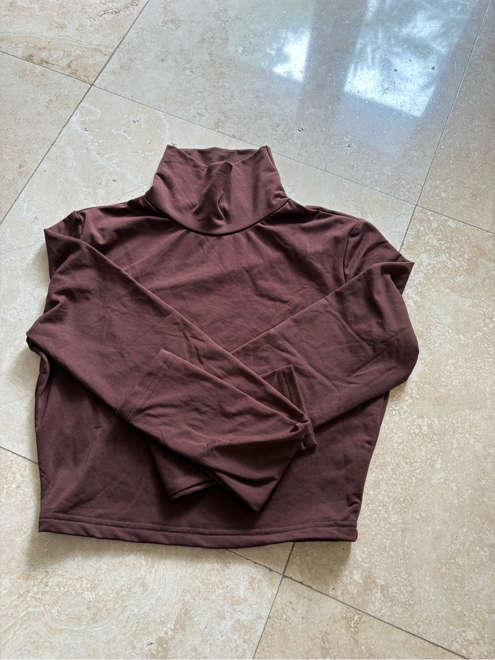 Women's Long Sleeve Turtleneck Top - Deep Brown